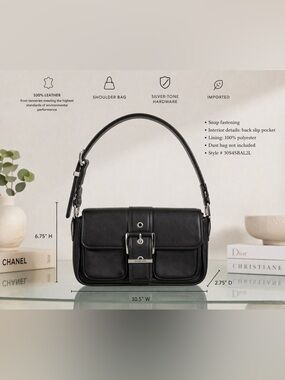 Michael Kors Colby Medium Leather Shoulder Bag Black Silver Hardware - NEW w/TAG